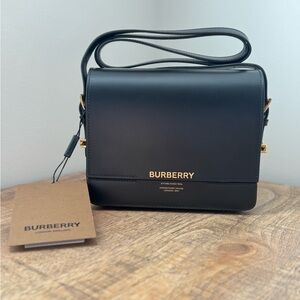 NWT Burberry Grace Black Leather Shoulder / Crossbody Bag